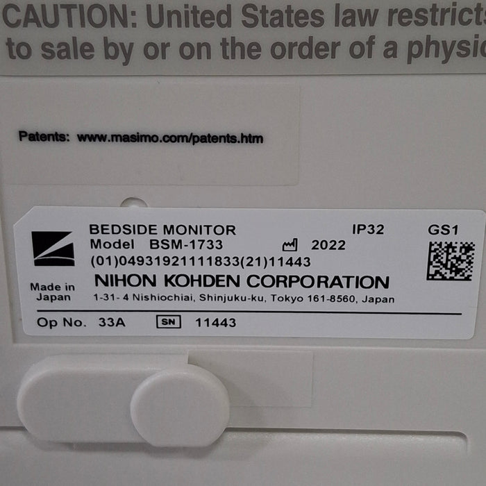 Nihon Kohden BSM-1733 Life Scope PT Transport Patient Monitor