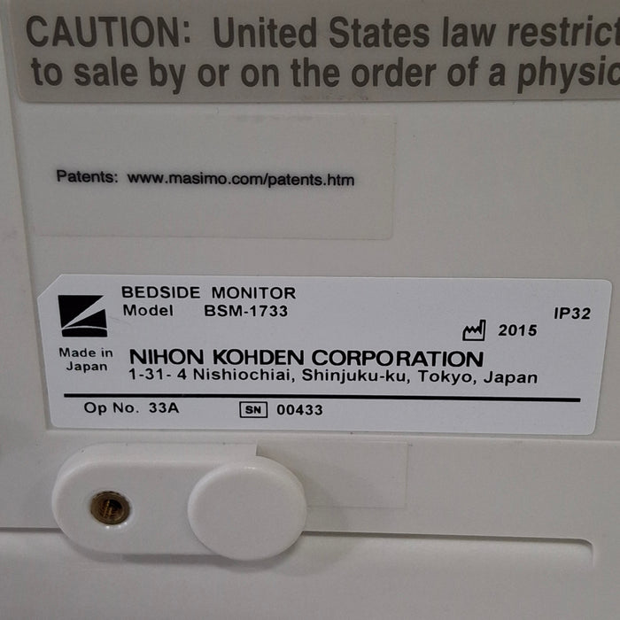 Nihon Kohden BSM-1733 Life Scope PT Transport Patient Monitor