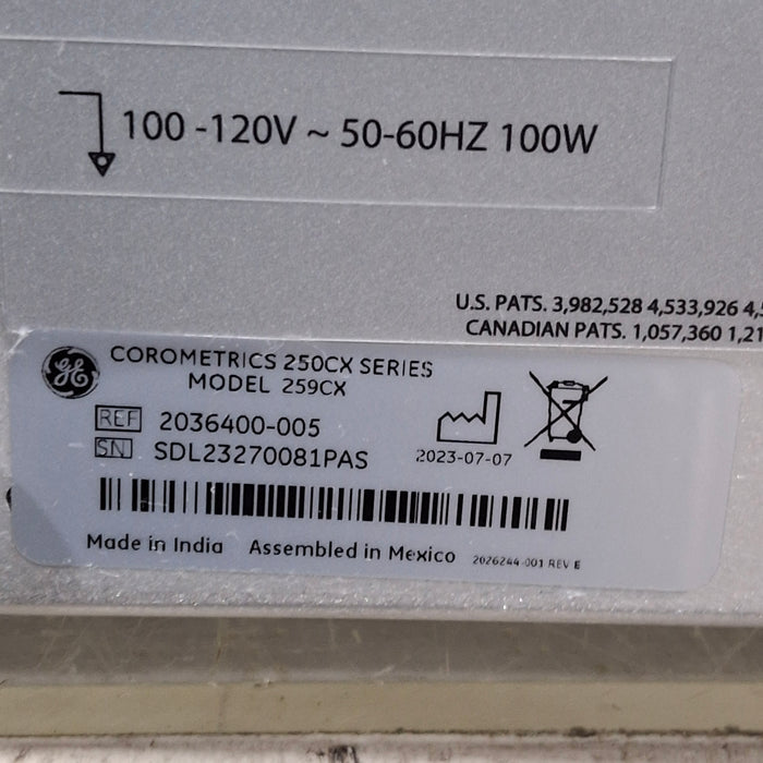 GE Healthcare GE Healthcare Corometrics 250cx Series Model 259cx Fetal Monitor Patient Monitors reLink Medical
