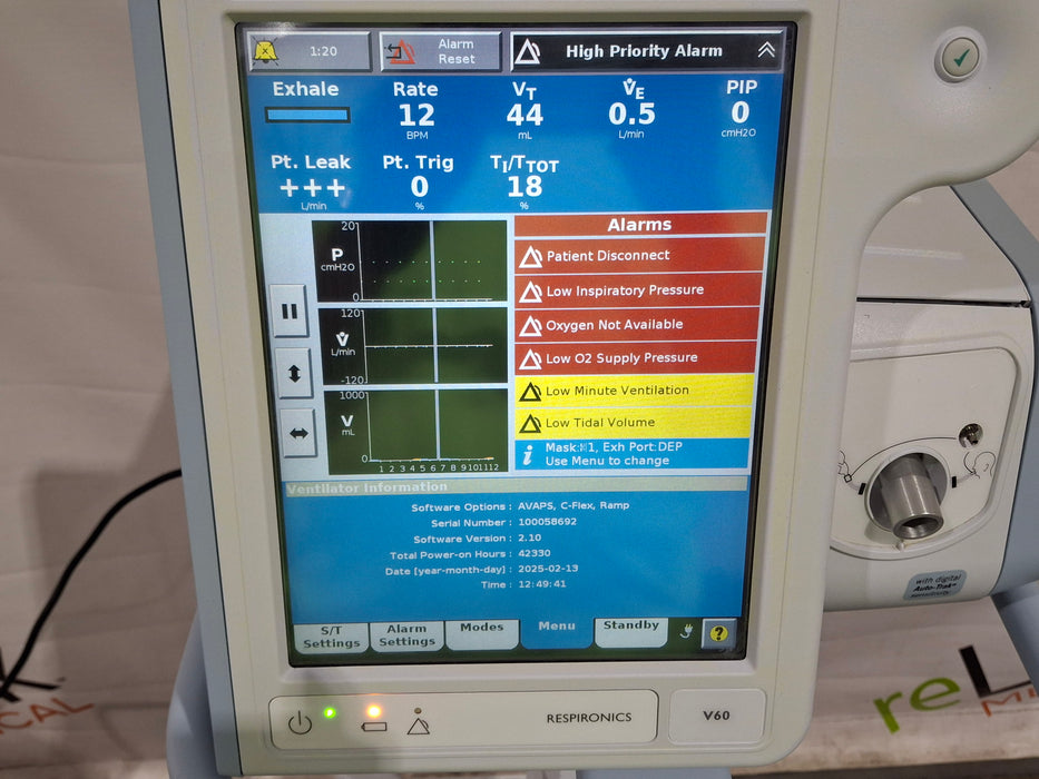 Philips Philips Respironics V60 BiPAP Ventilator Respiratory reLink Medical