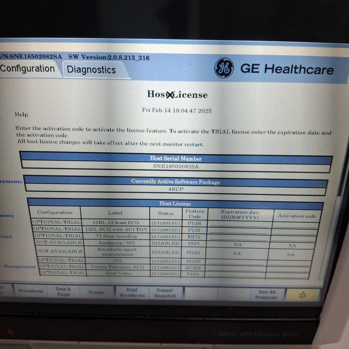 GE Healthcare Carescape B450 Patient Monitor
