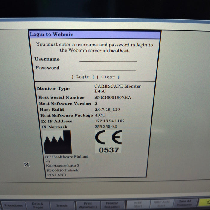 GE Healthcare Carescape B450 Patient Monitor
