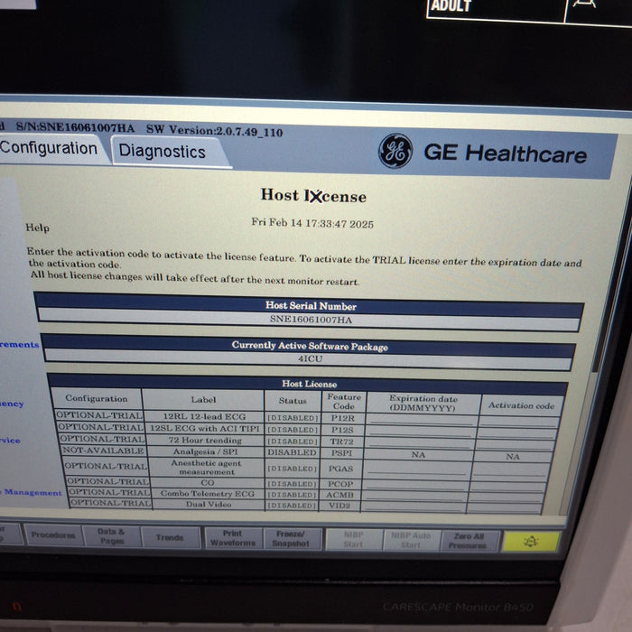 GE Healthcare Carescape B450 Patient Monitor