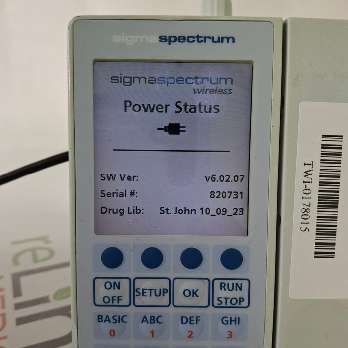 Baxter Baxter Sigma Spectrum 6.02.07 with B/G Battery Infusion Pump Infusion Pump reLink Medical
