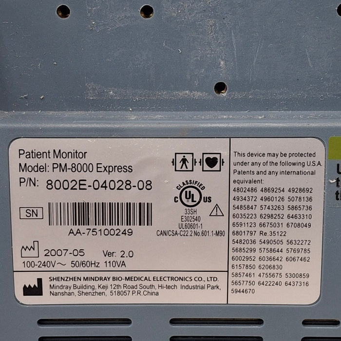 Mindray PM-8000 Express Patient Monitor