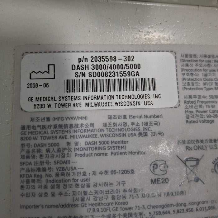 GE Healthcare GE Healthcare Dash 5000 - Masimo SpO2 Patient Monitor Patient Monitors reLink Medical