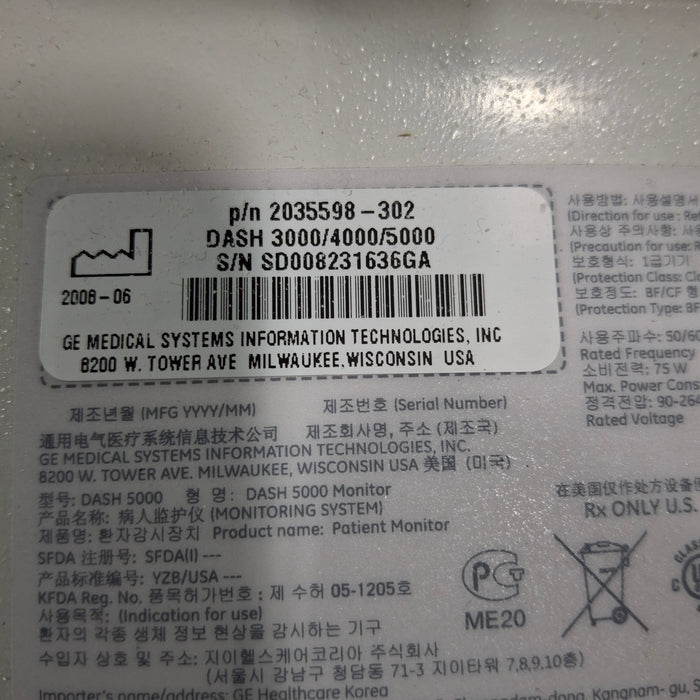 GE Healthcare GE Healthcare Dash 5000 - Masimo SpO2 Patient Monitor Patient Monitors reLink Medical