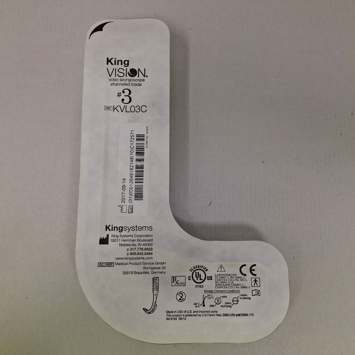 King Systems Corporation King Systems Corporation KingVision KVL03C Video Laryngoscope Channeled Blade #3 Rigid Endoscopy reLink Medical