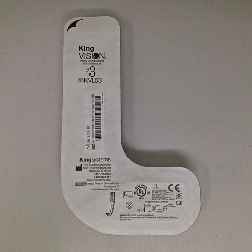 King Systems Corporation King Systems Corporation KingVision KVL03C Video Laryngoscope Channeled Blade #3 Rigid Endoscopy reLink Medical