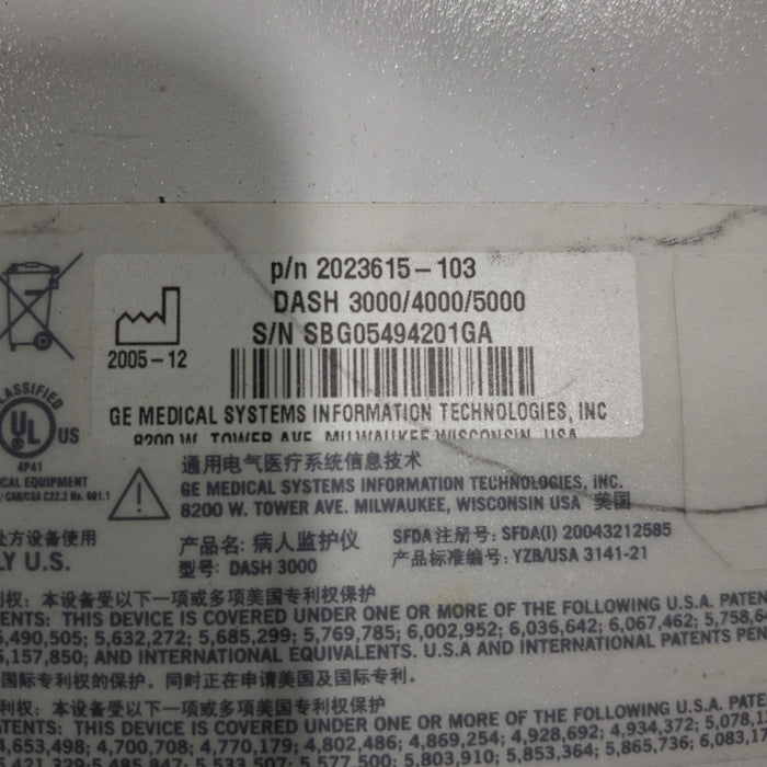 GE Healthcare GE Healthcare Dash 3000 - GE/Nellcor SpO2 Patient Monitor Patient Monitors reLink Medical