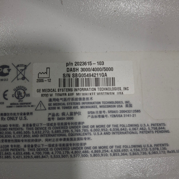 GE Healthcare GE Healthcare Dash 3000 - GE/Nellcor SpO2 Patient Monitor Patient Monitors reLink Medical