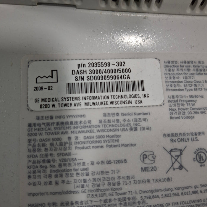 GE Healthcare GE Healthcare Dash 5000 - Masimo SpO2 Patient Monitor Patient Monitors reLink Medical