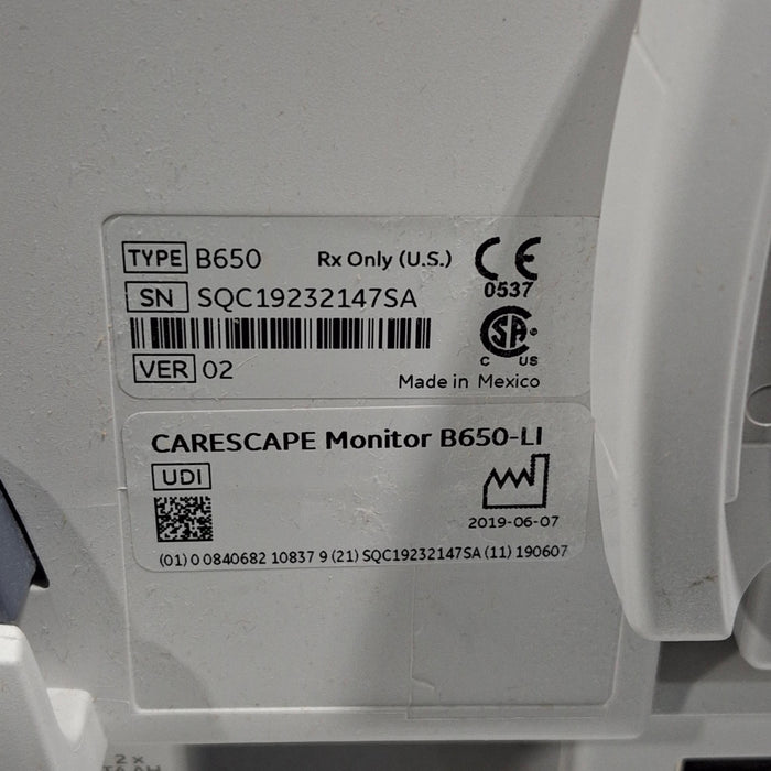 GE Healthcare GE Healthcare Carescape B650 Patient Monitor Patient Monitors reLink Medical