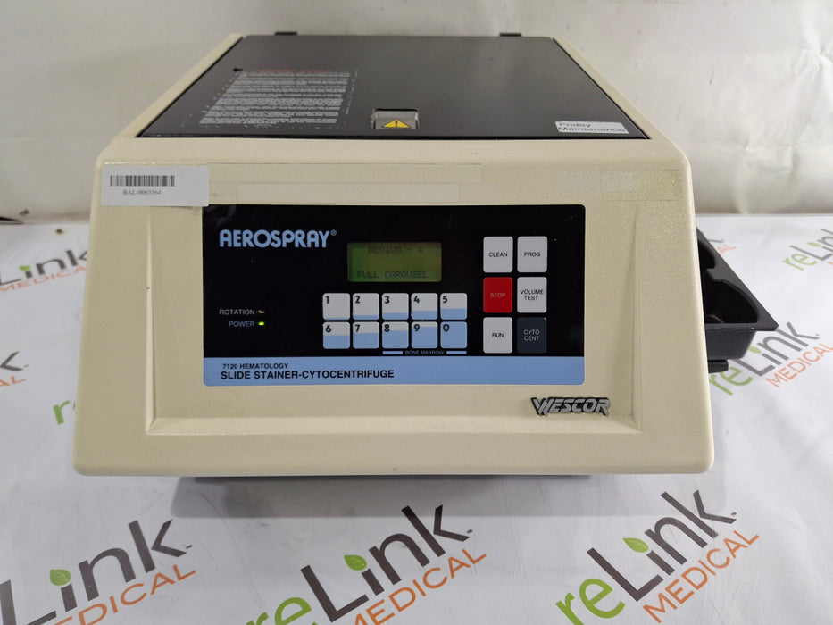 Wescor 7120 Aerospray Hematology Slide Stainer Cytocentrifuge