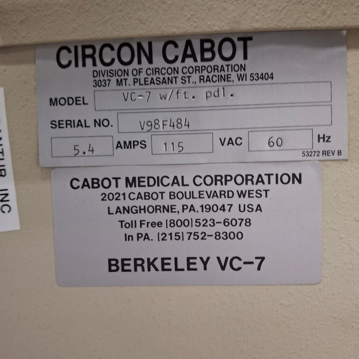Cabot Medical Cabot Medical Berkeley VC-7 Vacuum Curettage System Surgical Equipment reLink Medical