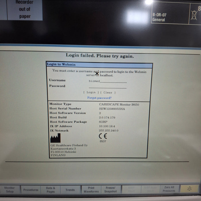 GE Healthcare GE Healthcare Carescape B650 Anesthesia Care Patient Monitor Patient Monitors reLink Medical