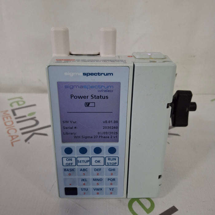 Baxter Sigma Spectrum 8.01.00 with A/B/G/N Battery Infusion Pump