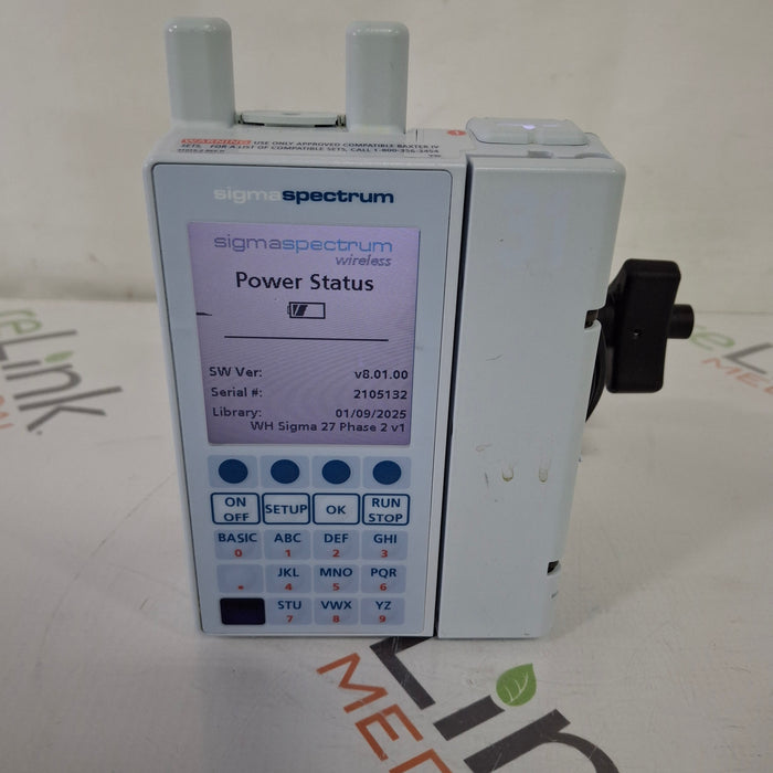 Baxter Sigma Spectrum 8.01.00 with A/B/G/N Battery Infusion Pump