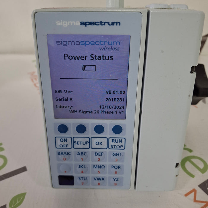 Baxter Sigma Spectrum 8.01.00 with B/G Battery Infusion Pump