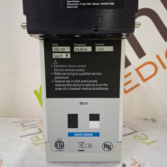 Datex-Ohmeda Tec 6 Plus Desflurane Vaporizer