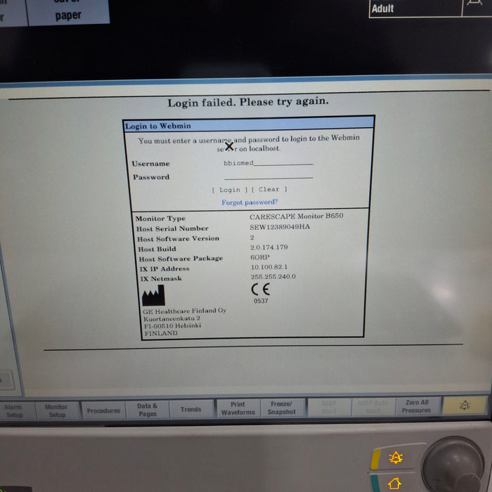 GE Healthcare GE Healthcare Carescape B650 Anesthesia Care Patient Monitor Patient Monitors reLink Medical