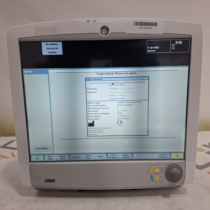 GE Healthcare GE Healthcare Carescape B650 Anesthesia Care Patient Monitor Patient Monitors reLink Medical