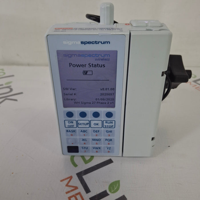 Baxter Baxter Sigma Spectrum 8.01.00 with B/G Battery Infusion Pump Infusion Pump reLink Medical