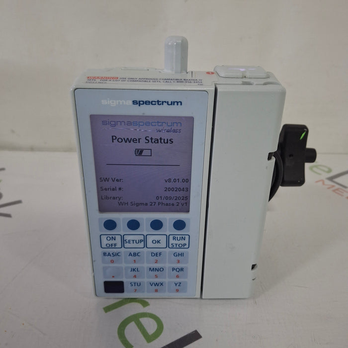Baxter Baxter Sigma Spectrum 8.01.00 with B/G Battery Infusion Pump Infusion Pump reLink Medical