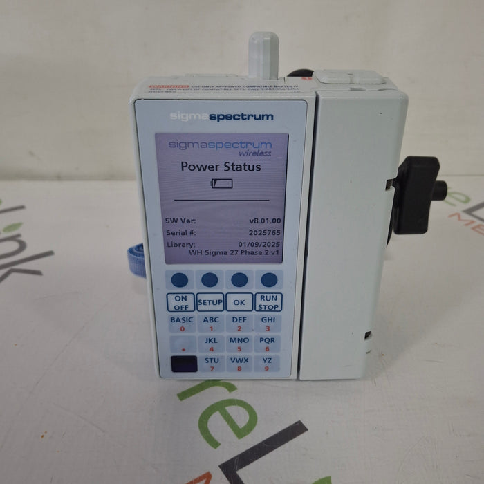 Baxter Baxter Sigma Spectrum 8.01.00 with B/G Battery Infusion Pump Infusion Pump reLink Medical