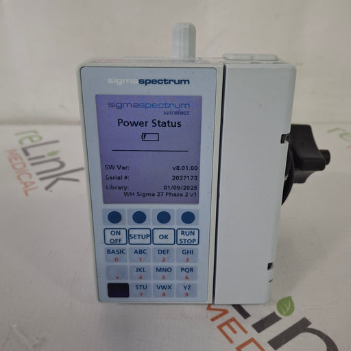 Baxter Baxter Sigma Spectrum 8.01.00 with B/G Battery Infusion Pump Infusion Pump reLink Medical