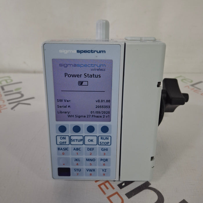 Baxter Baxter Sigma Spectrum 8.01.00 with B/G Battery Infusion Pump Infusion Pump reLink Medical