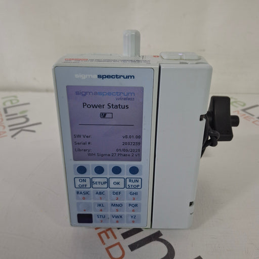 Baxter Baxter Sigma Spectrum 8.01.00 with B/G Battery Infusion Pump Infusion Pump reLink Medical