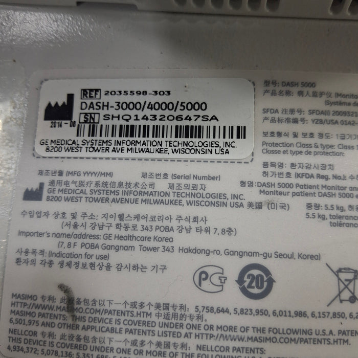 GE Healthcare GE Healthcare Dash 5000 - GE/Nellcor SpO2 Patient Monitor Patient Monitors reLink Medical