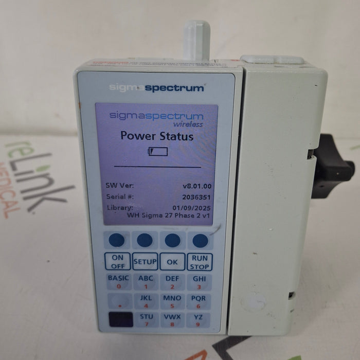Baxter Baxter Sigma Spectrum 8.01.00 with B/G Battery Infusion Pump Infusion Pump reLink Medical