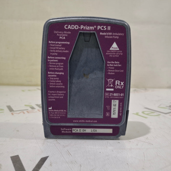 Smiths Medical Smiths Medical CADD Prizm PCS II 6101 Ambulatory Infusion Pump Infusion Pump reLink Medical