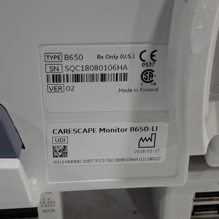 GE Healthcare GE Healthcare Carescape B650 Critical Care Patient Monitor Patient Monitors reLink Medical