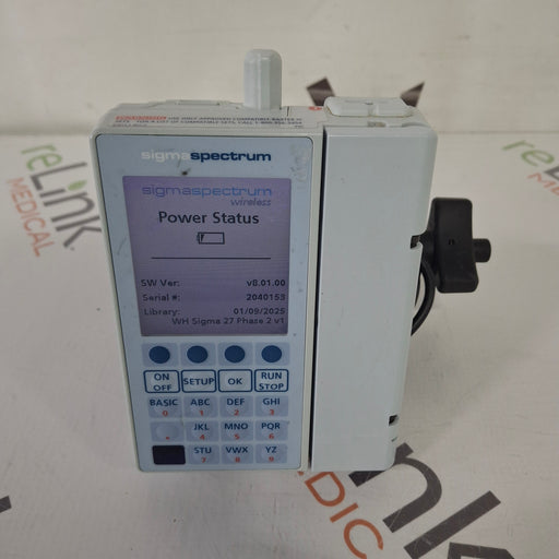 Baxter Baxter Sigma Spectrum 8.01.00 with B/G Battery Infusion Pump Infusion Pump reLink Medical