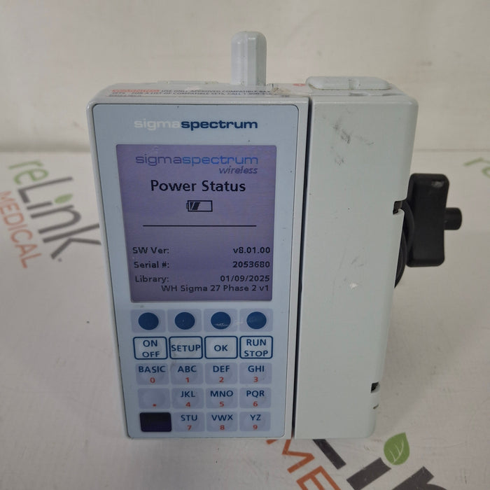 Baxter Baxter Sigma Spectrum 8.01.00 with B/G Battery Infusion Pump Infusion Pump reLink Medical