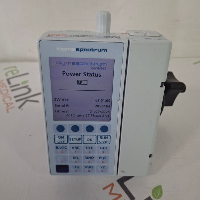 Baxter Baxter Sigma Spectrum 8.01.00 with B/G Battery Infusion Pump Infusion Pump reLink Medical