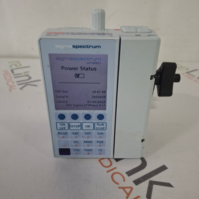 Baxter Baxter Sigma Spectrum 8.01.00 with B/G Battery Infusion Pump Infusion Pump reLink Medical