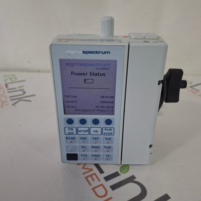 Baxter Baxter Sigma Spectrum 8.01.00 with B/G Battery Infusion Pump Infusion Pump reLink Medical