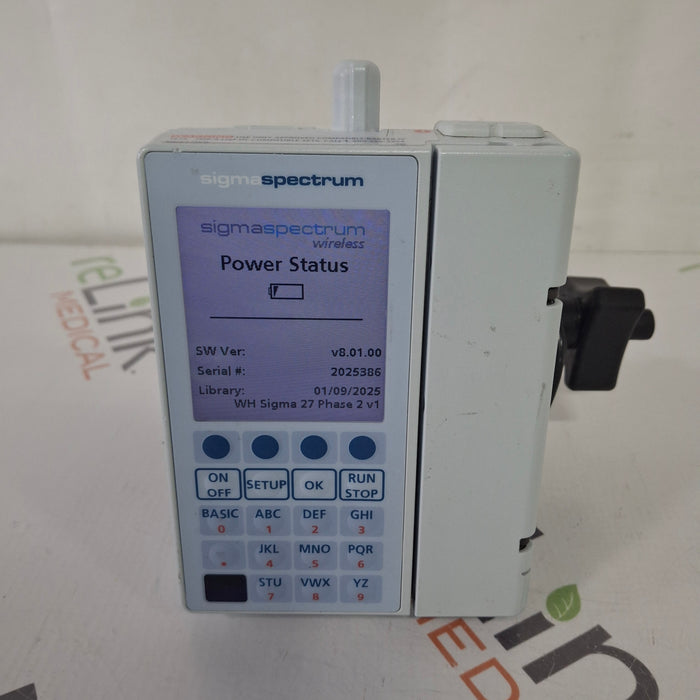 Baxter Baxter Sigma Spectrum 8.01.00 with B/G Battery Infusion Pump Infusion Pump reLink Medical