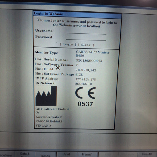 GE Healthcare GE Healthcare Carescape B650 Critical Care Patient Monitor Patient Monitors reLink Medical