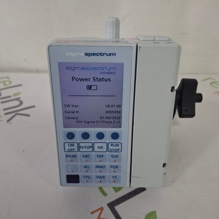 Baxter Baxter Sigma Spectrum 8.01.00 with B/G Battery Infusion Pump Infusion Pump reLink Medical
