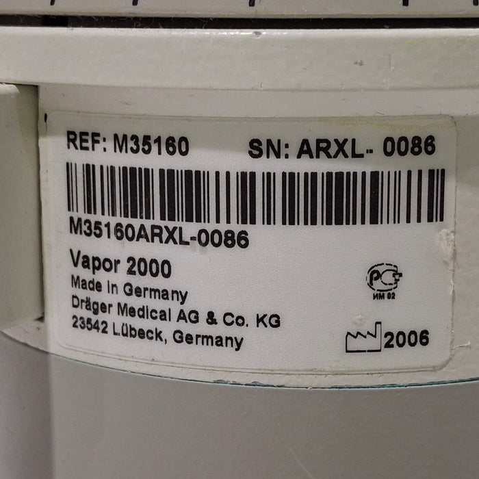 Draeger Medical Draeger Medical Vapor 2000 Isoflurane Vaporizer Anesthesia reLink Medical