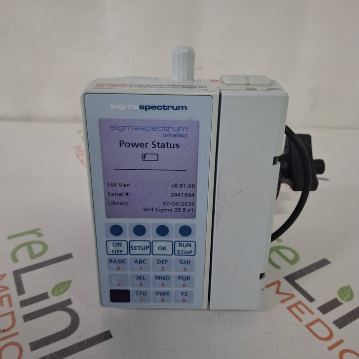 Baxter Baxter Sigma Spectrum 8.01.00 with B/G Battery Infusion Pump Infusion Pump reLink Medical