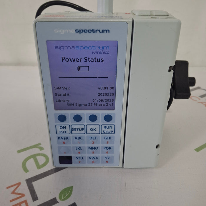 Baxter Baxter Sigma Spectrum 8.01.00 with B/G Battery Infusion Pump Infusion Pump reLink Medical