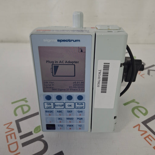 Baxter Baxter Sigma Spectrum 8.01.00 with B/G Battery Infusion Pump Infusion Pump reLink Medical