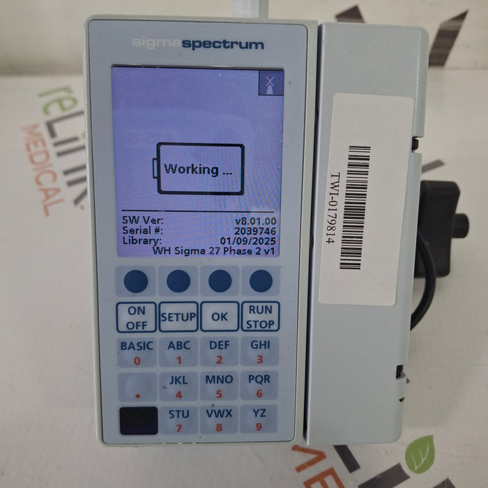 Baxter Baxter Sigma Spectrum 8.01.00 with B/G Battery Infusion Pump Infusion Pump reLink Medical