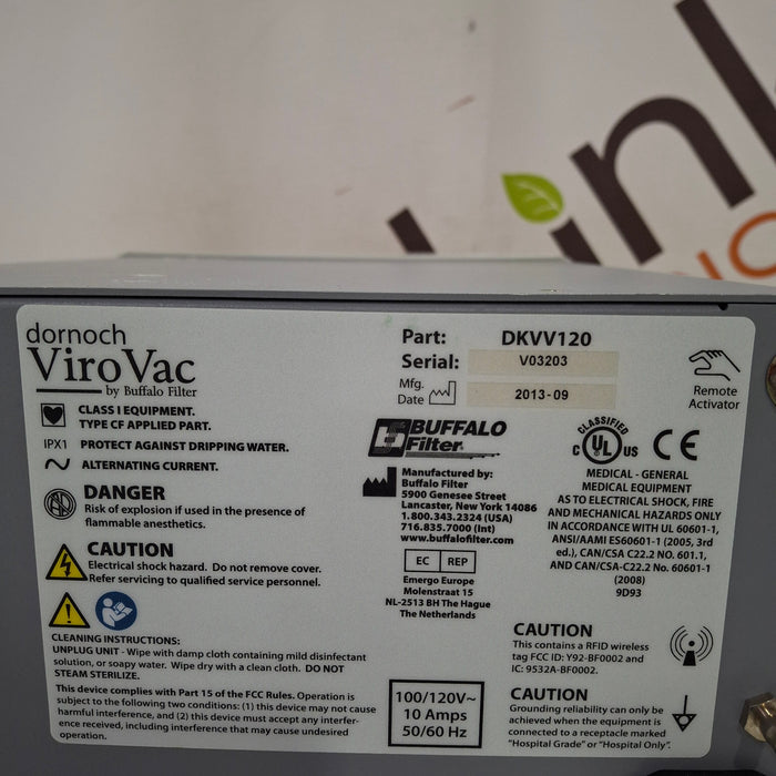 Buffalo Filter Buffalo Filter ViroVac Smoke Evacuation System Surgical Equipment reLink Medical
